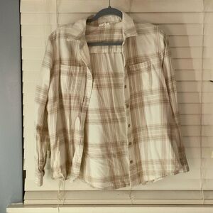 a.n.a Tan Plaid Shirt